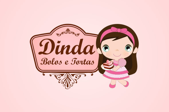 Logotipo e Mascote - Dinda Bolos e Tortas